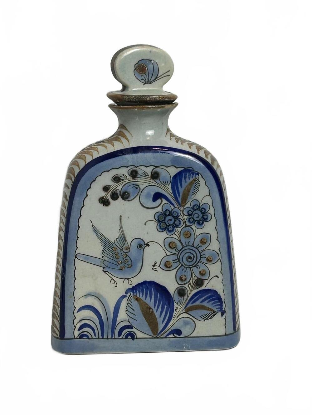 Vintage Ken Edwards El Palomar Mexico Pottery Decanter with Stopper, Signed